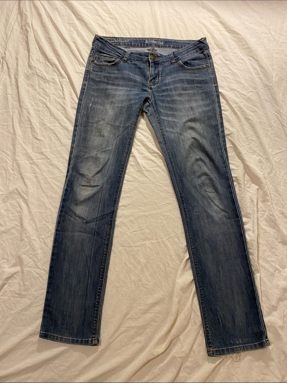 Vintage Bluenotes Bella Slim Straight Ultra Low Rise - Medium Wash Denim Size 29